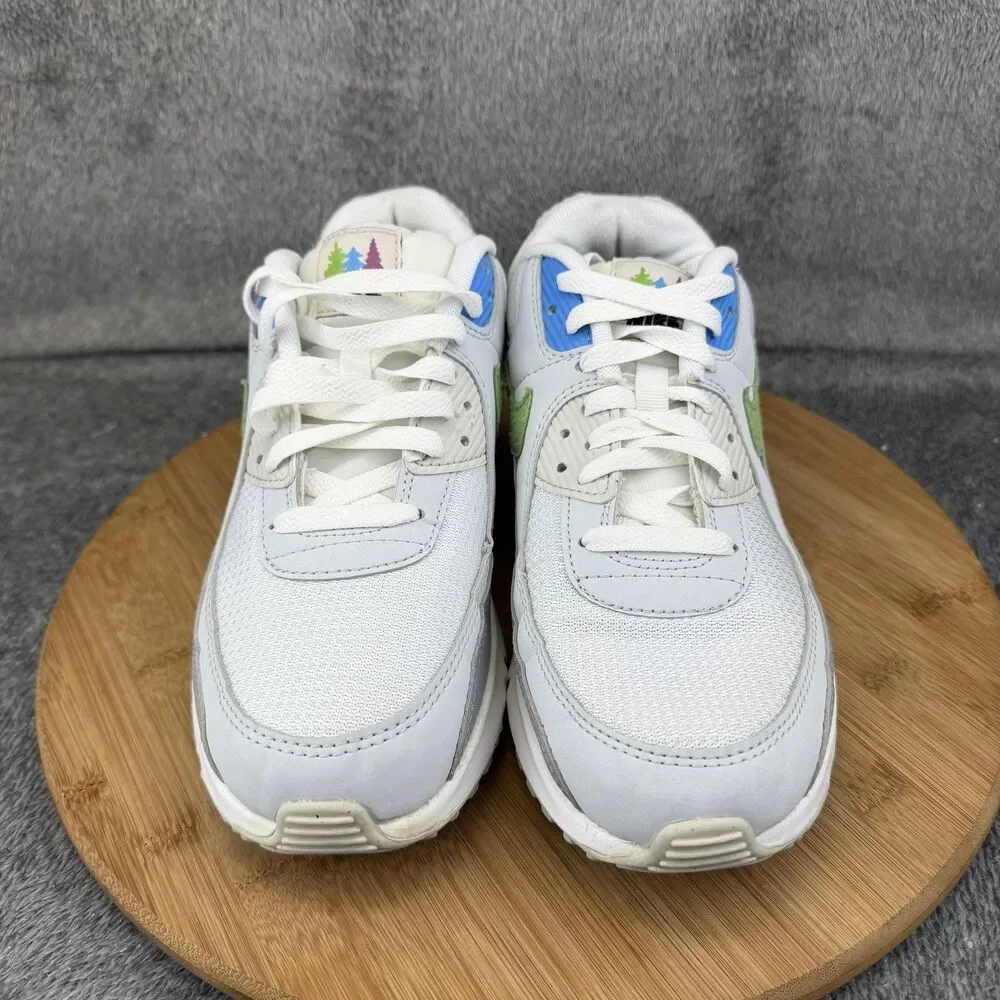 Nike Air Max 90 Shoes Boys Size 7Y White Gray Green Running Sneakers DV3483-100